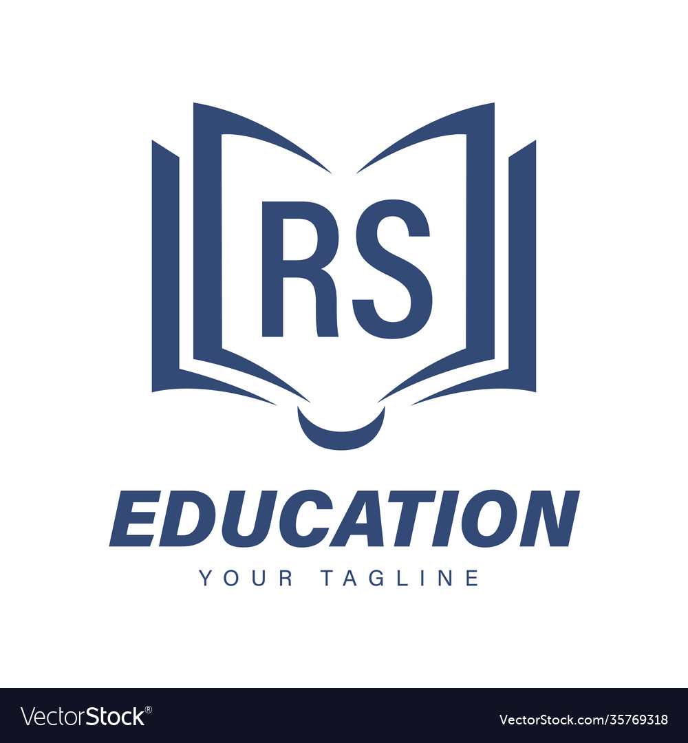 Rs letter logo design with book icons modern