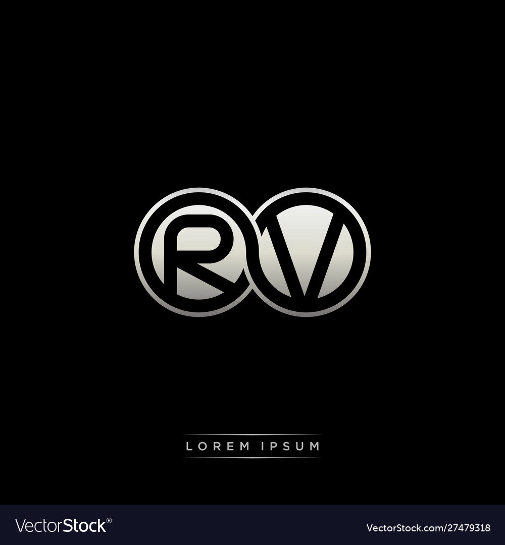 Rv initial letter linked circle capital monogram