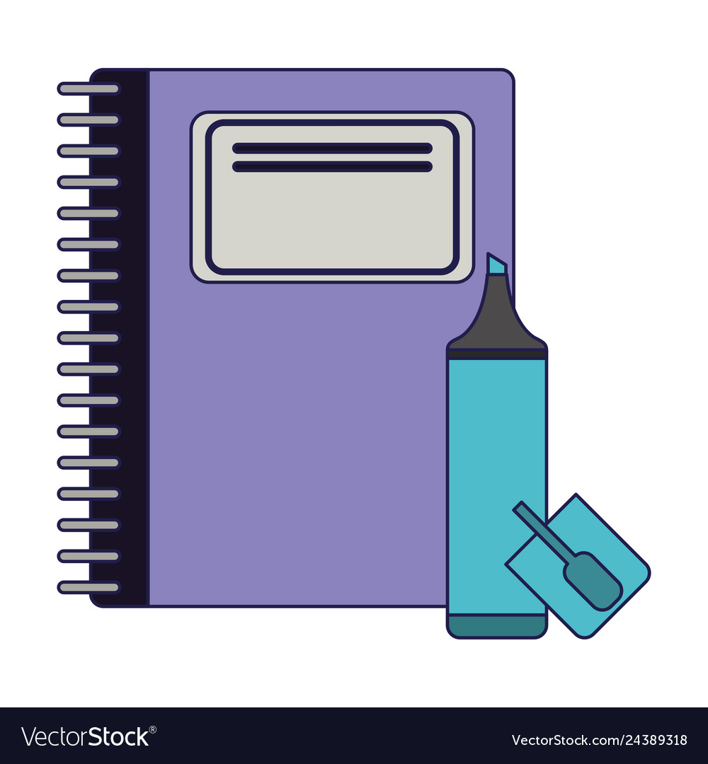 School utensils and supplies blue lines