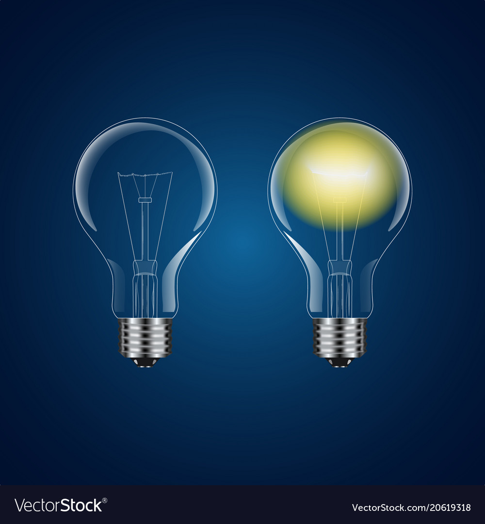 Two realistic lightbulb - on and off