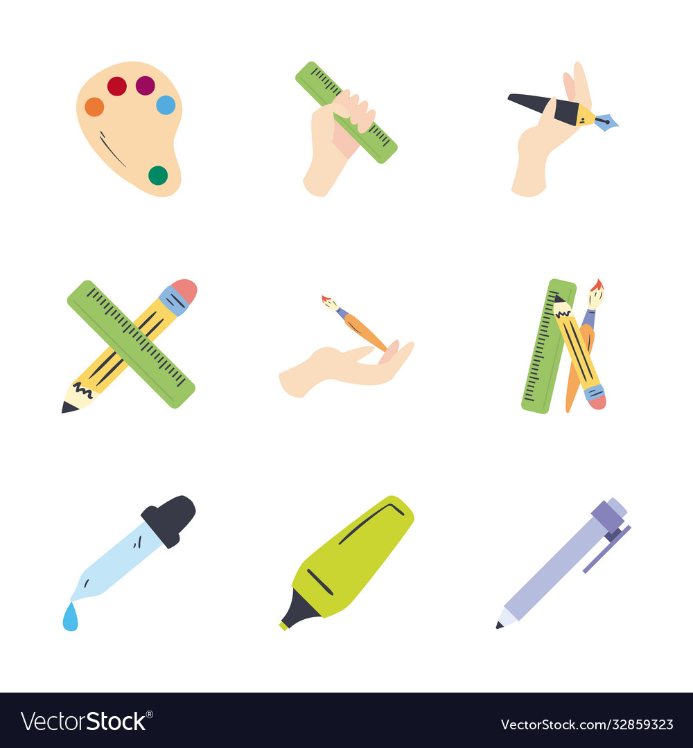 Art and design line fill style icon set