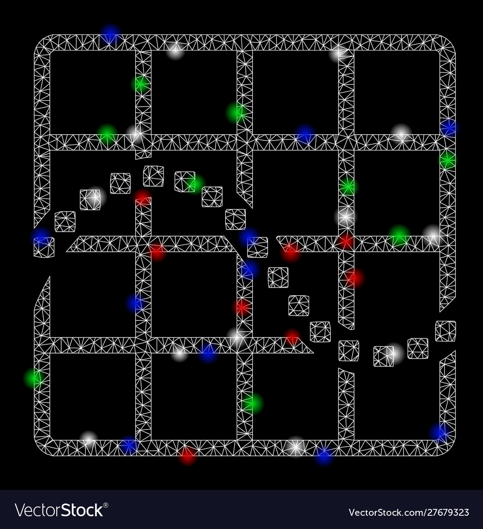 Bright mesh network function chart with flash vector image Bright mesh network function chart with flash