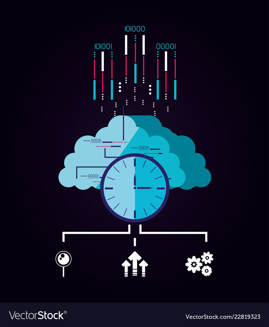 Cloud computer with data center icons