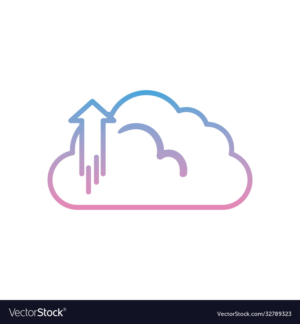 Cloud computing with upload arrow gradient style