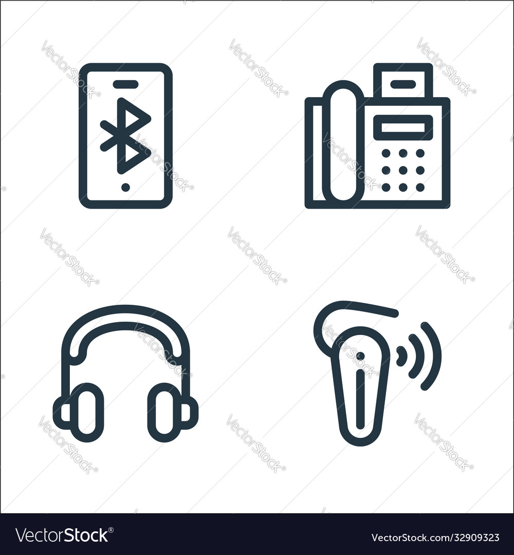 Communication and media line icons linear set vector image Communication and media line icons linear set