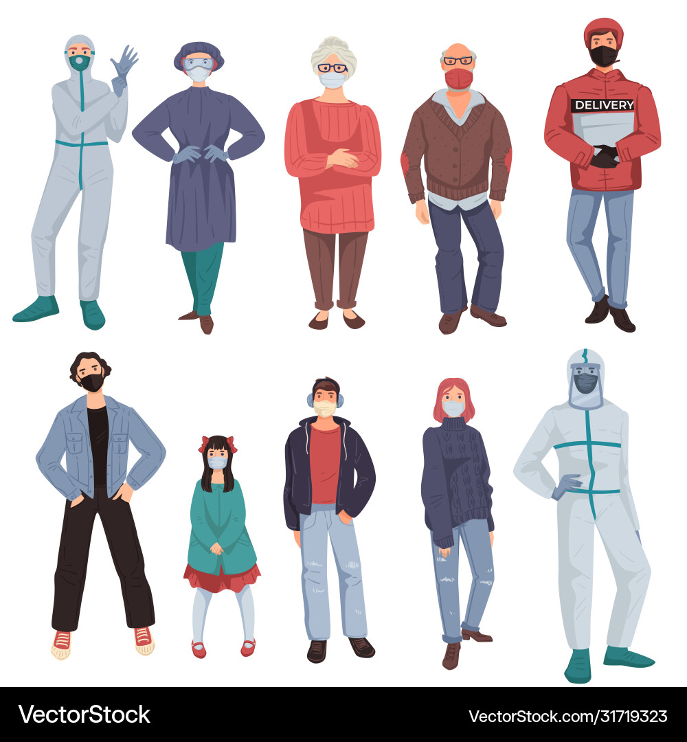 Coronavirus epidemic clothes characters wearing Vector Image