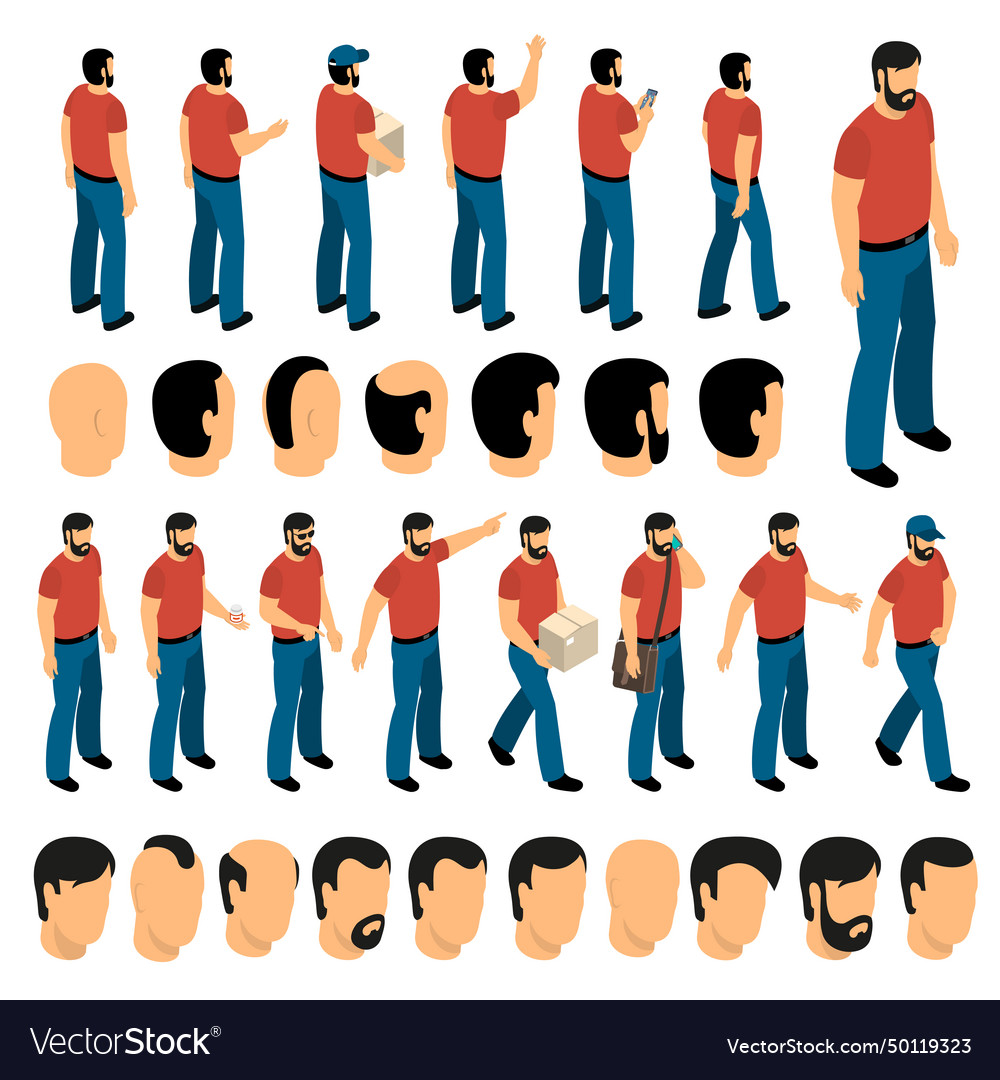 Creation set of man characters vector image Creation set of man characters