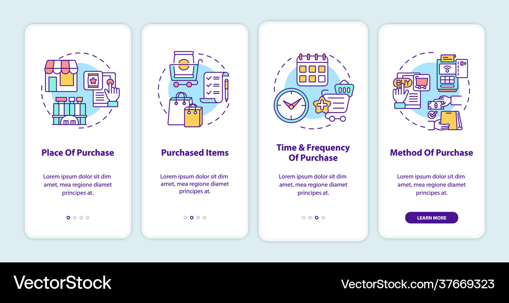 Customer behavior patterns onboarding mobile app Vector Image