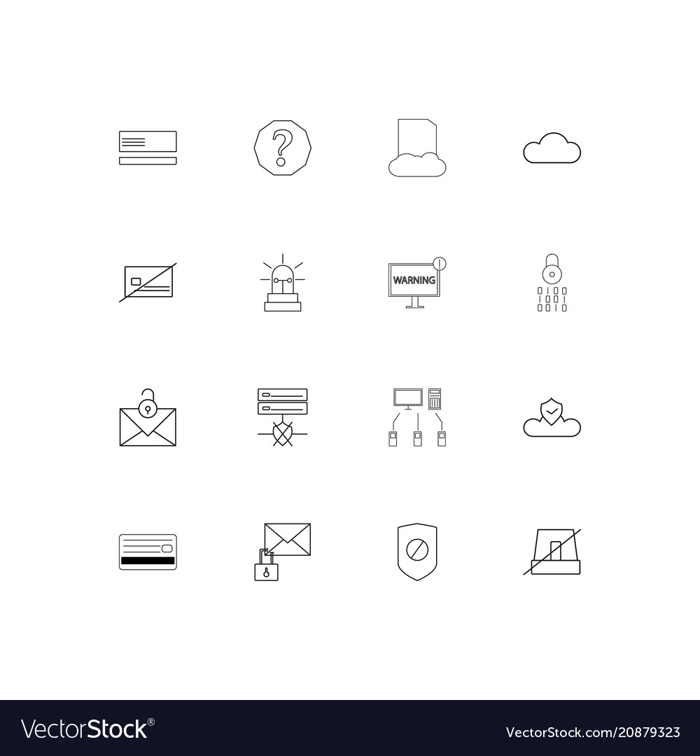 Cyber security linear thin icons set outlined
