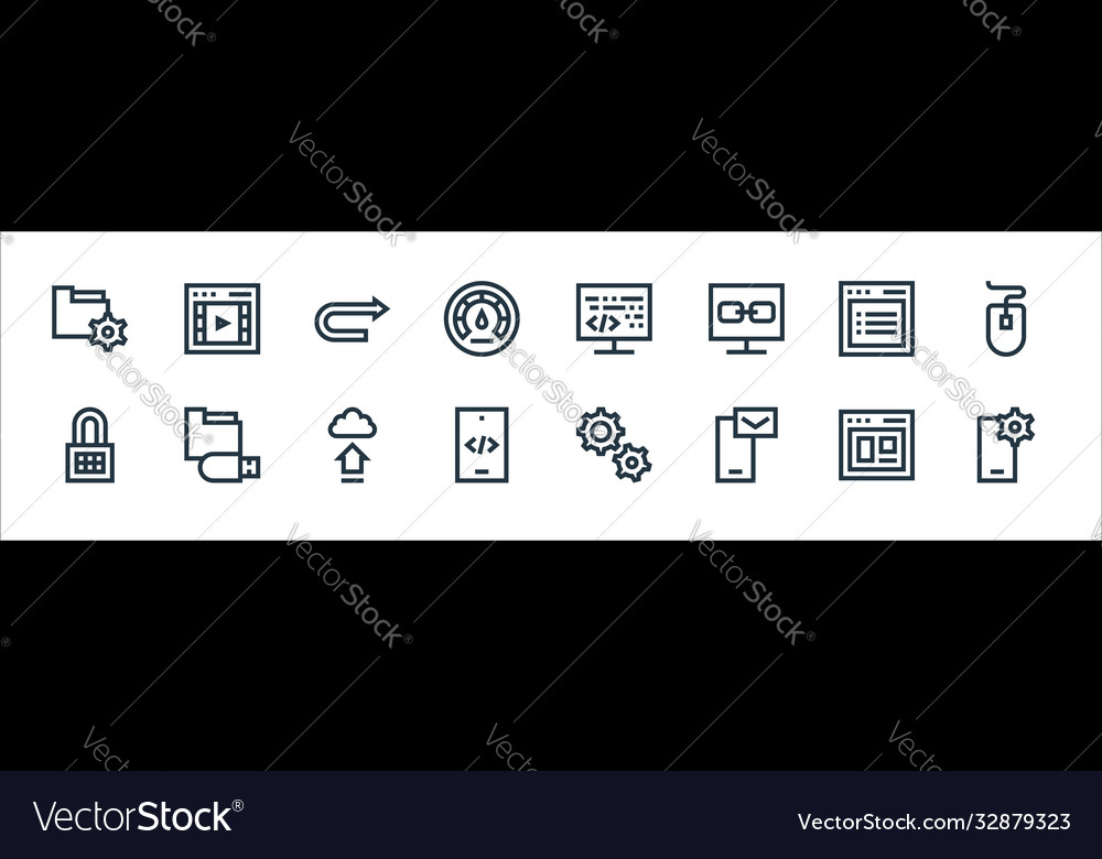 Development line icons linear set quality vector image Development line icons linear set quality