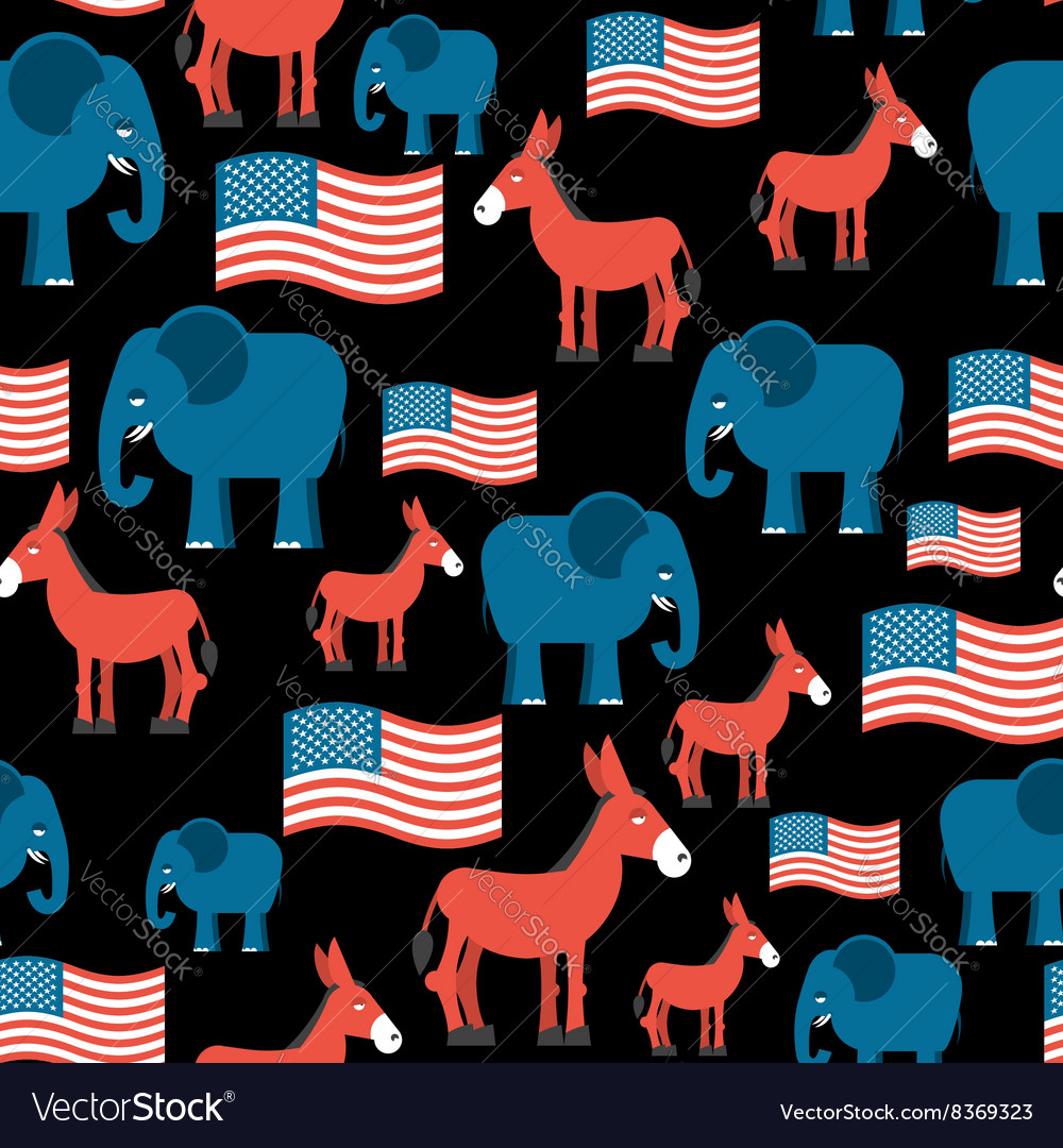 Elephant and donkey seamless pattern symbols