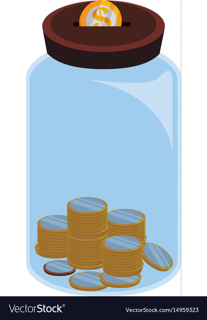 Glass bottle to save coins cash money Royalty Free Vector