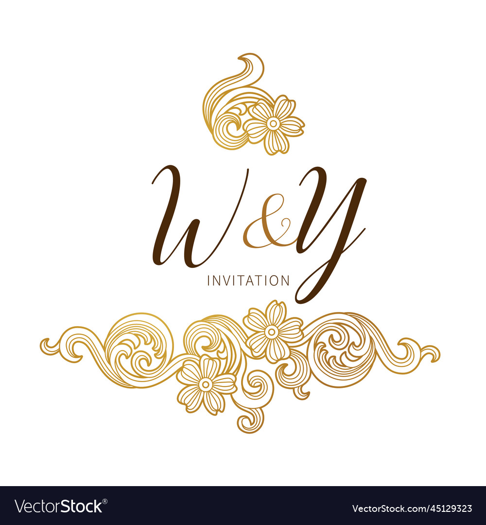 Golden elements monogram identity for design vector image Golden elements monogram identity for design