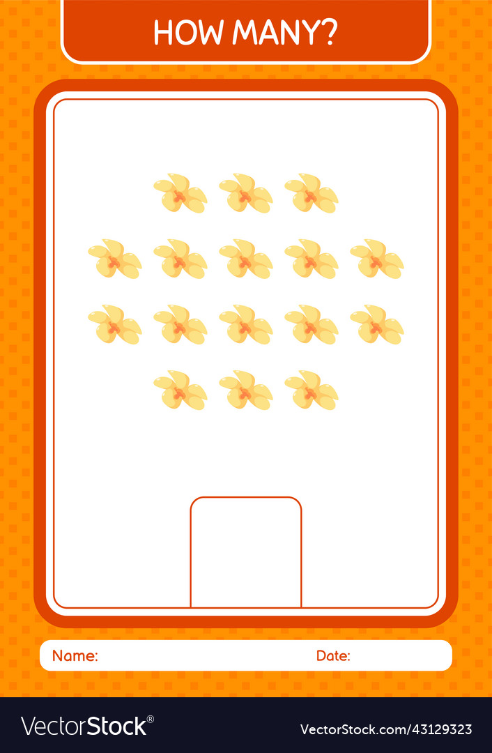 How many counting game with flower worksheet Vector Image How many counting game with flower worksheet