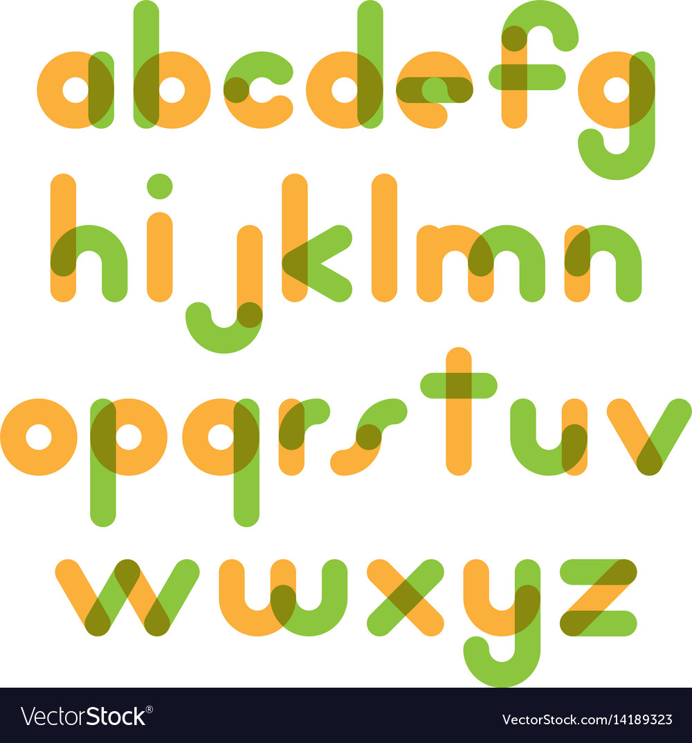 Overlapping colorful rounded flat font letters Vector Image