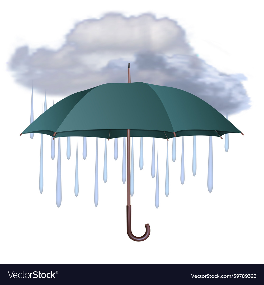 Rainy weather icon with clouds and umbrella Vector Image