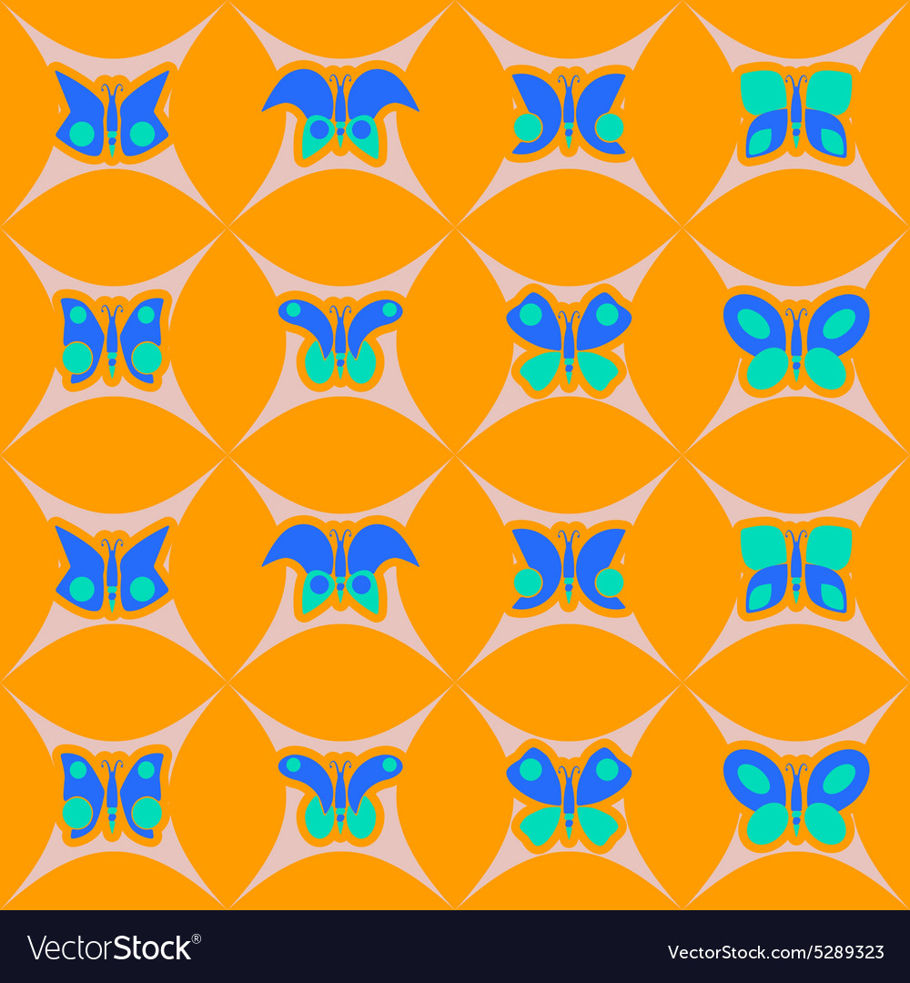 Seamless background with different butterflies