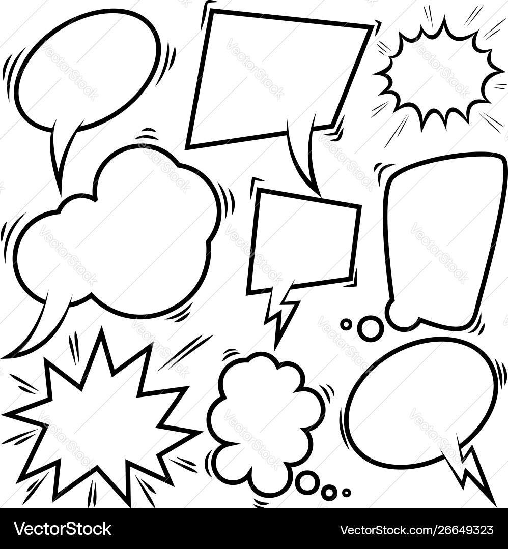 Set empty comic speech bubbles design element Vector Image