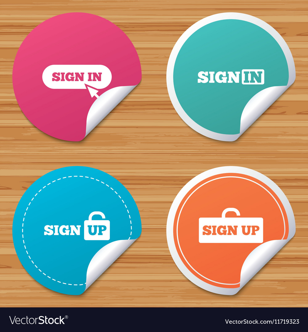 Sign in icons login with arrow hand pointer