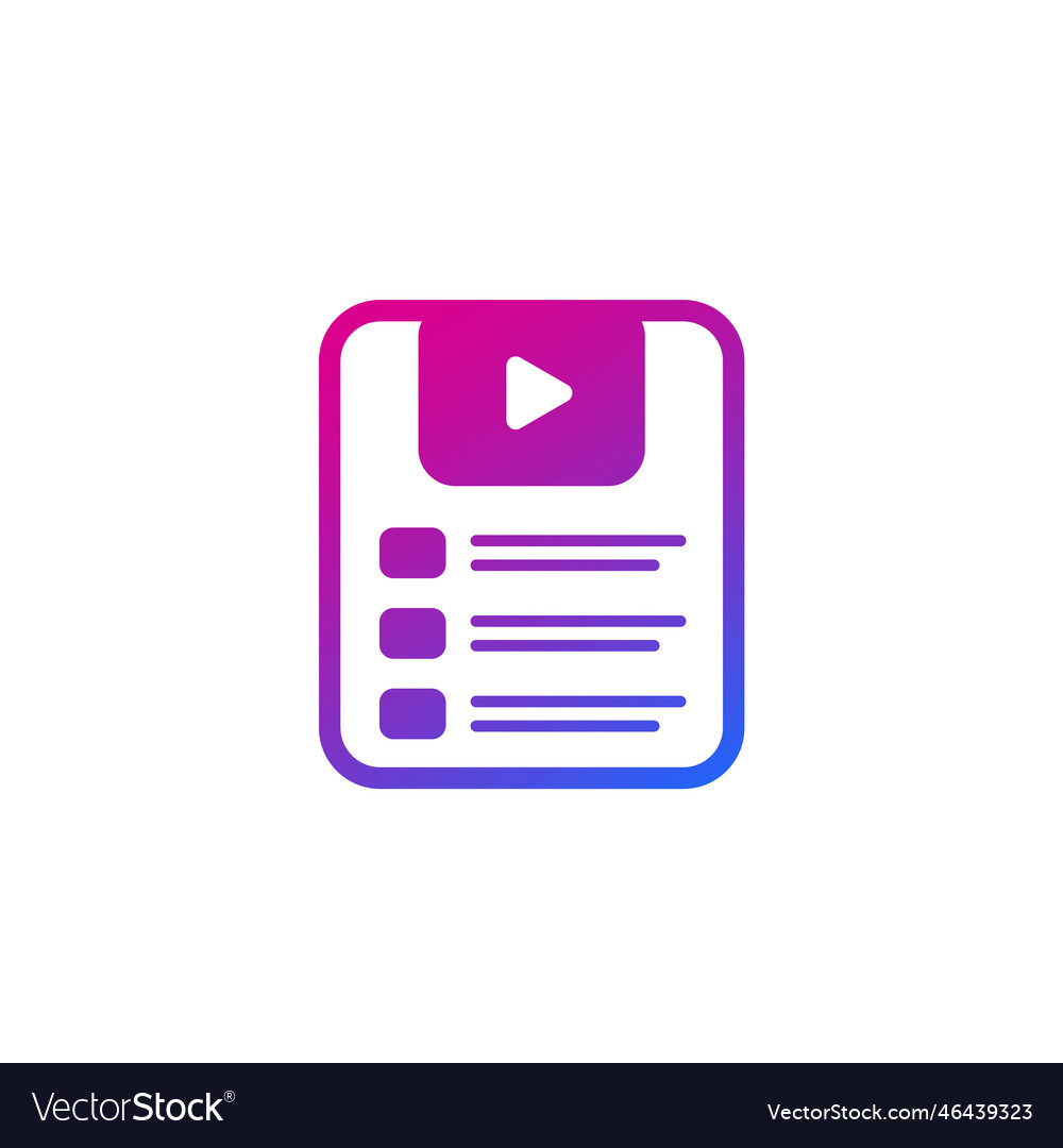 Video playlist icon on white Royalty Free Vector Image