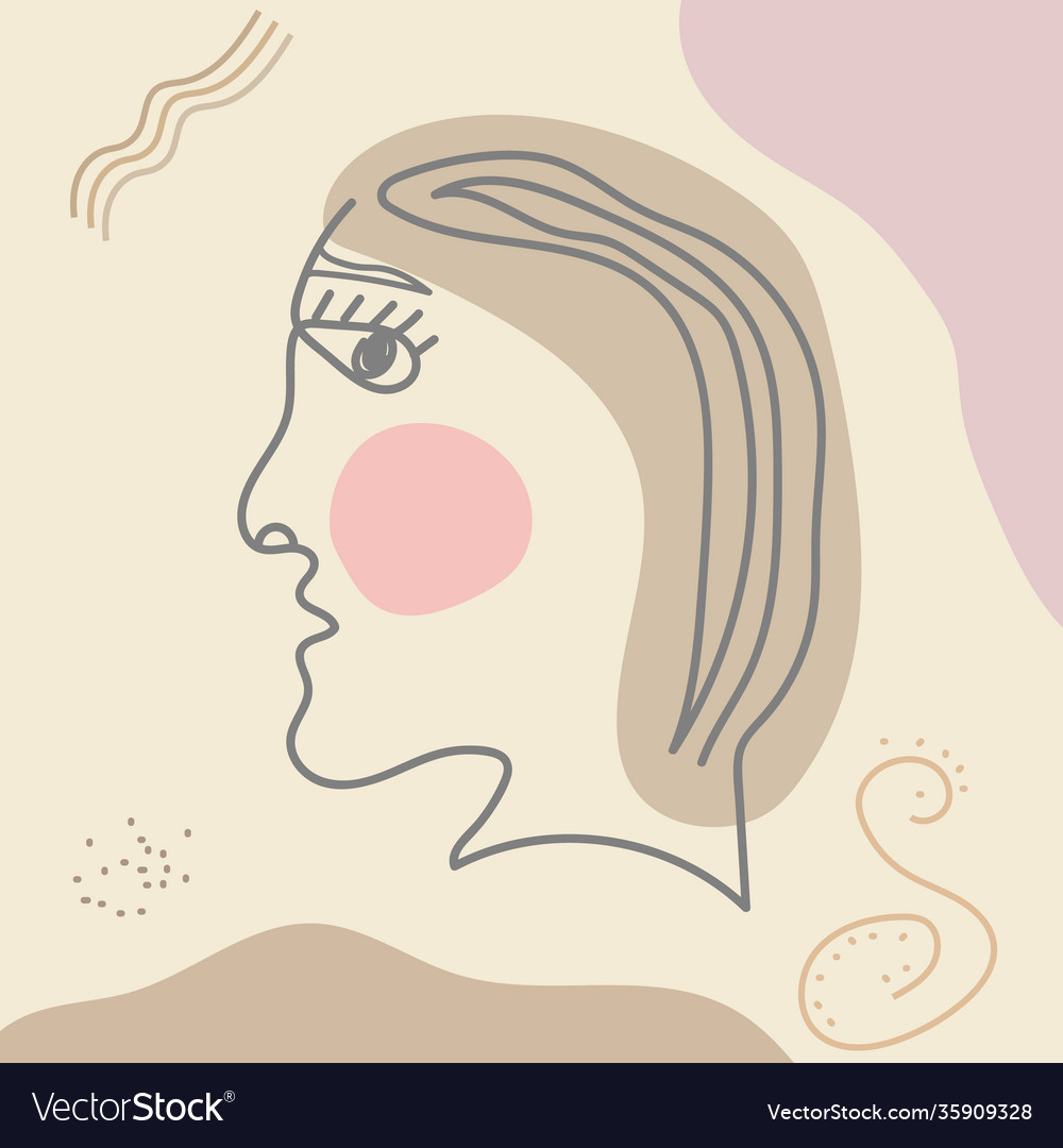 Abstract face in a minimalist style linear