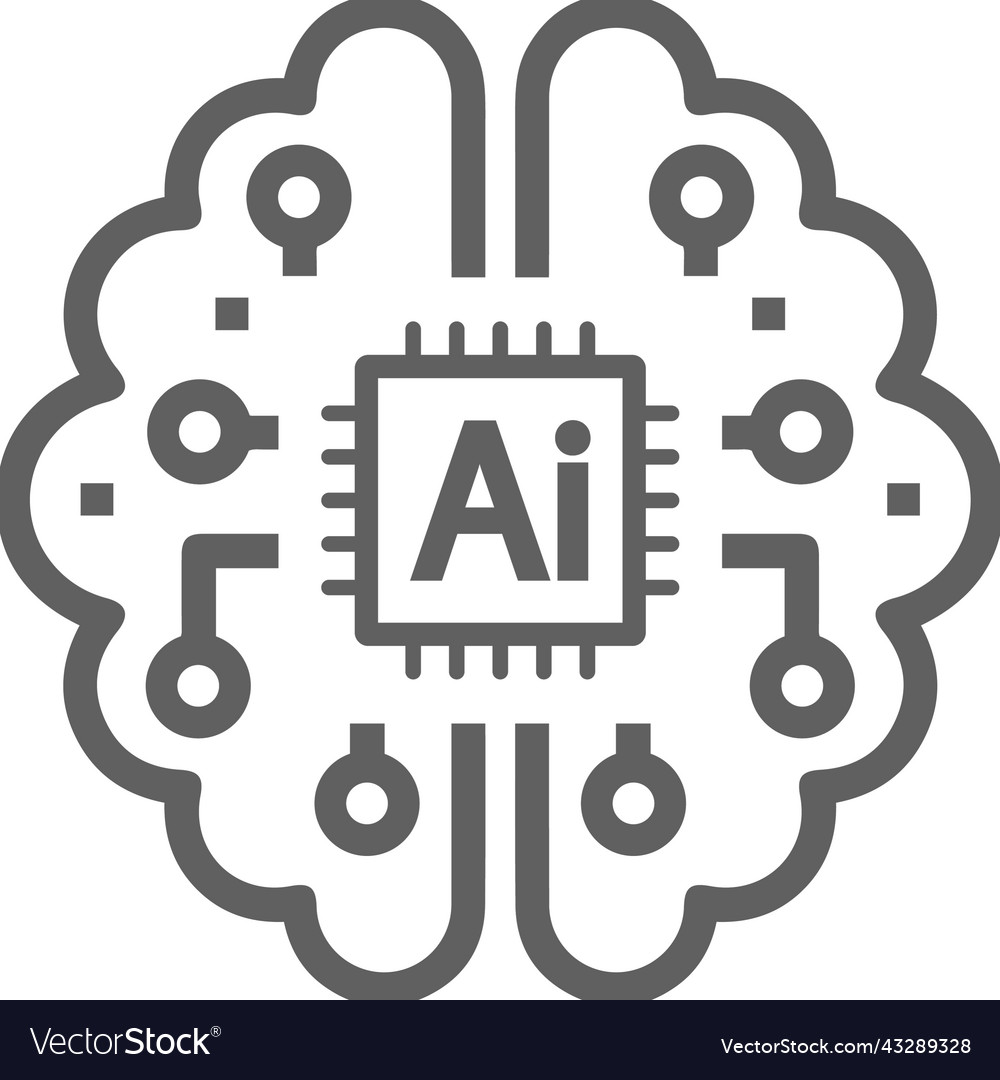 Ai artificial brain chip intelligence icon gray