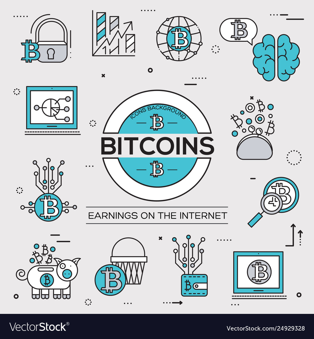 Bitcoin Kontur Icons Sammlung Set modern