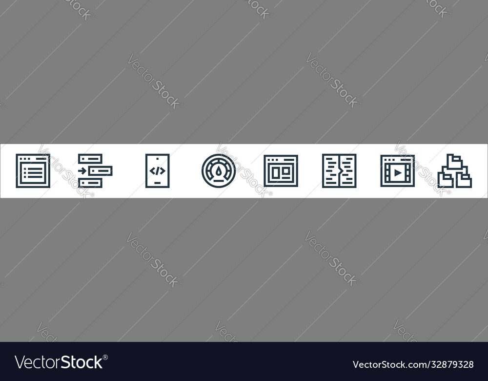 Development line icons linear set quality vector image Development line icons linear set quality