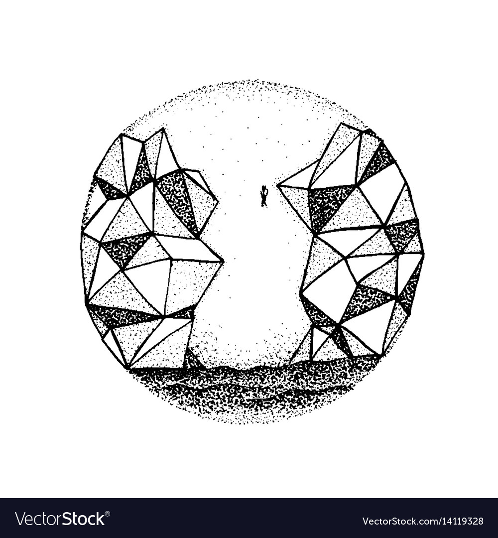 Dotwork polygonal rock mountain