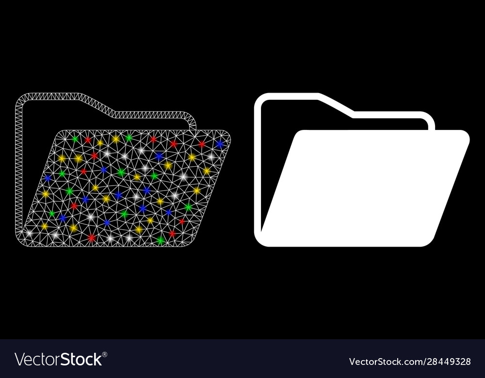 Flare mesh 2d open folder icon with flash spots vector image Flare mesh 2d open folder icon with flash spots