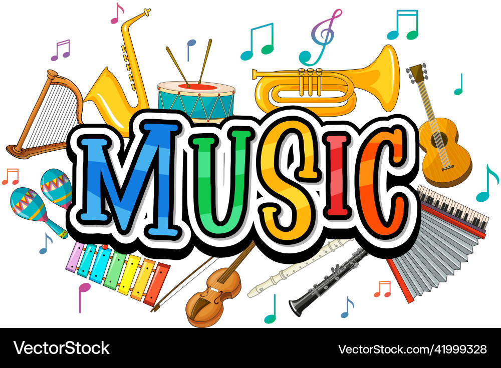 Font design for word music with instrument Vector Image