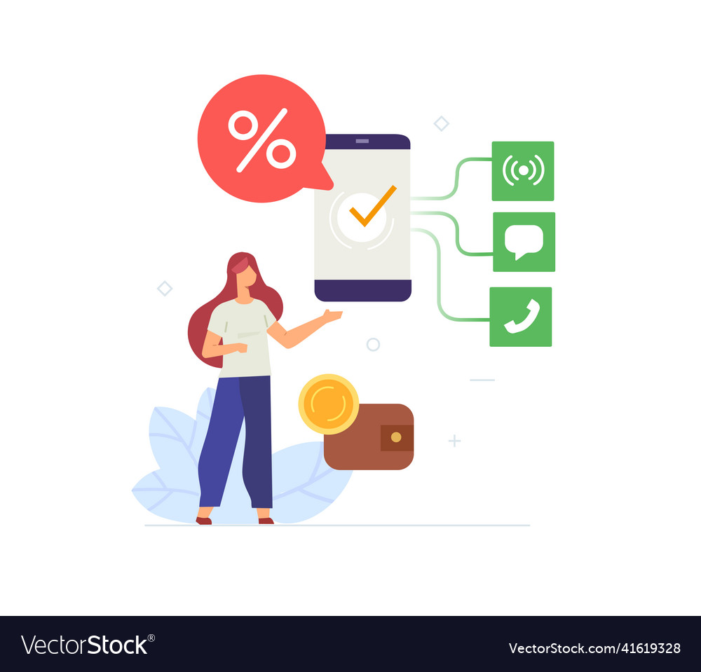 Girl uses a smartphone favorable tariff mobile Vector Image