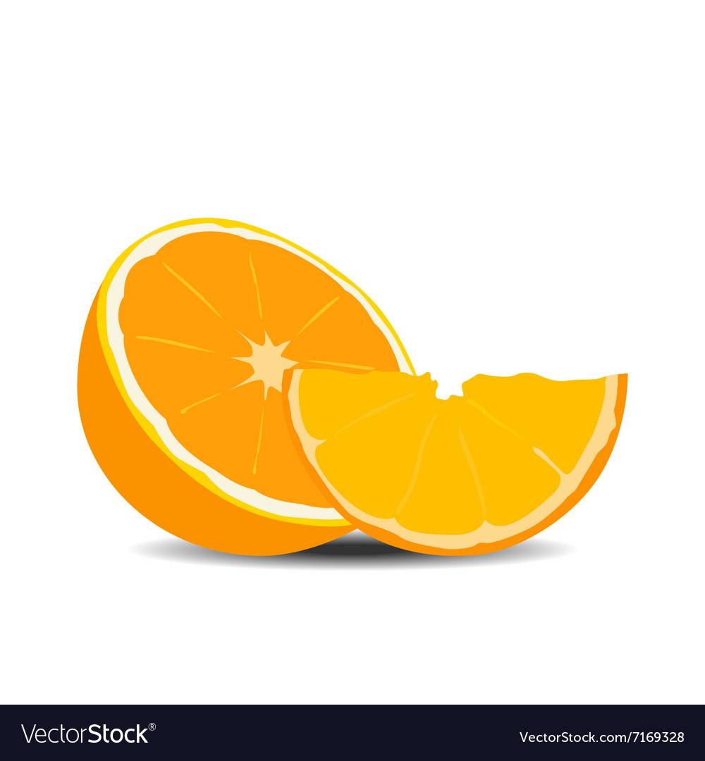 Half orange fruit on white background