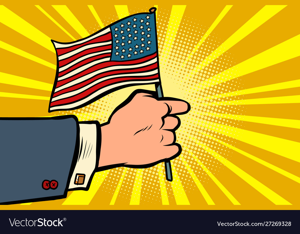 Hand with american flag independence day vector image Hand with american flag independence day