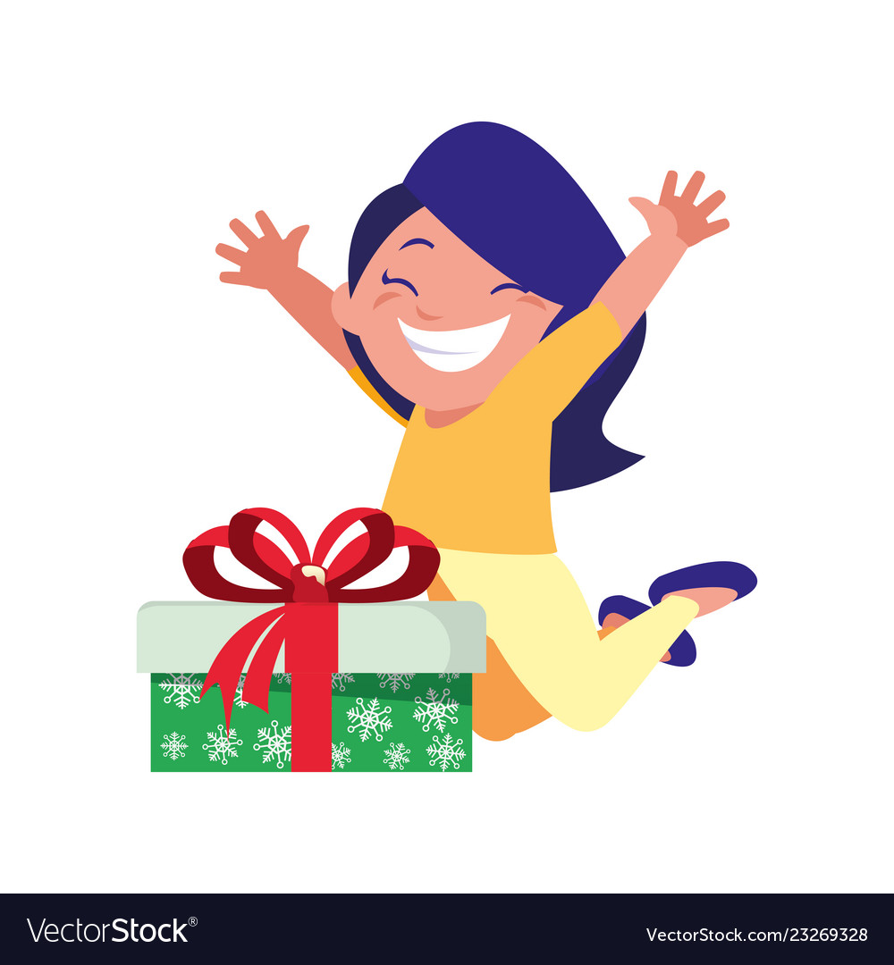 Happy girl with gift box celebration