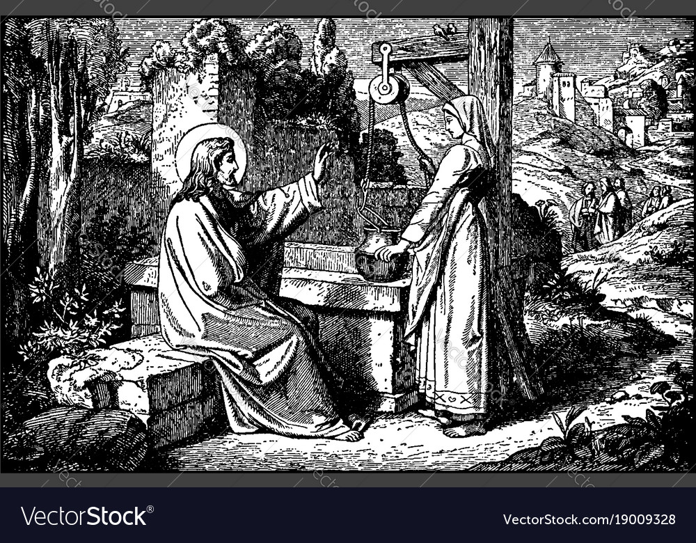 Jesus offers living water to the woman