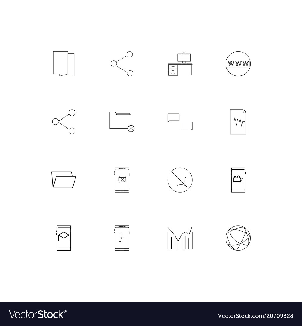 Netzwerk und Datenbank einfache lineare Icons Set