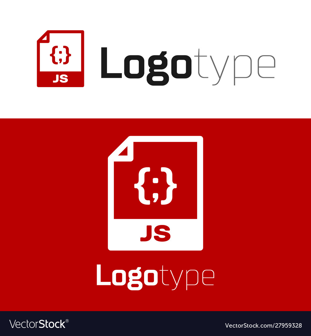 Red js file document download button icon vector image Red js file document download button icon