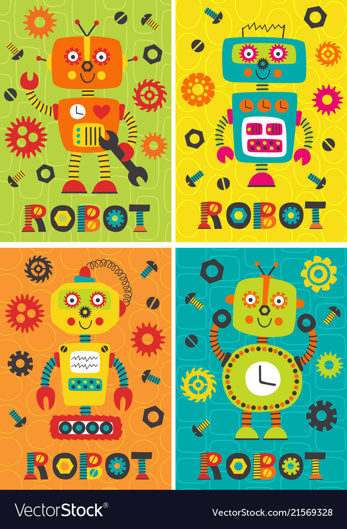 Robot Poster Set - Playful Robots