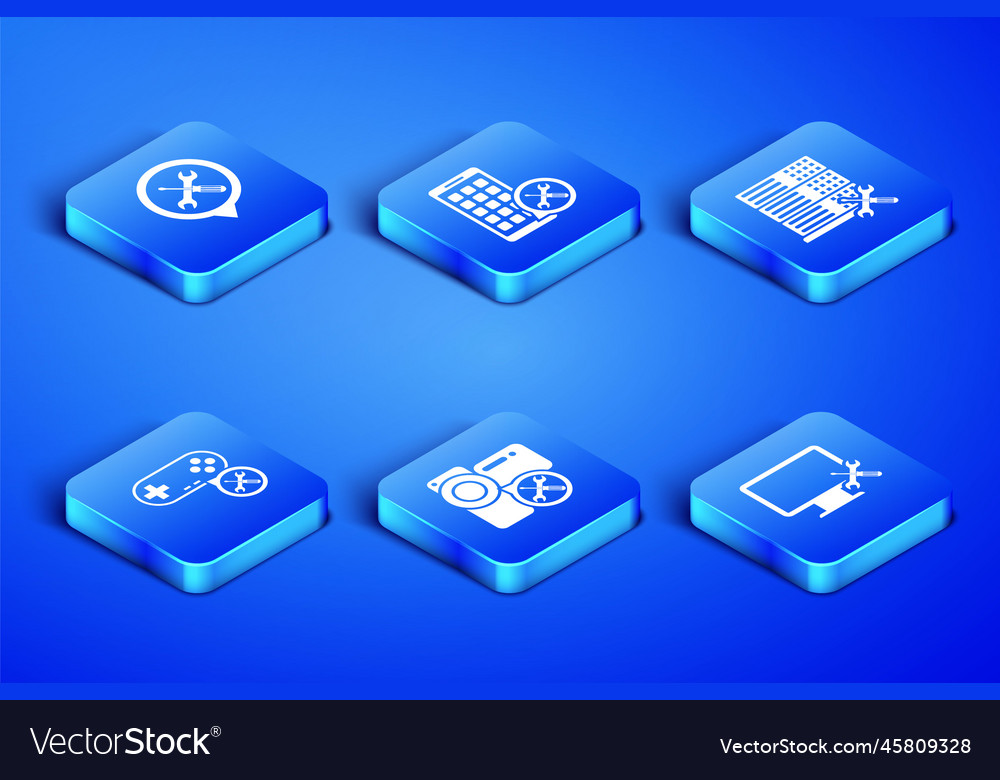 Set computer monitor service location video Vector Image Set computer monitor service location video