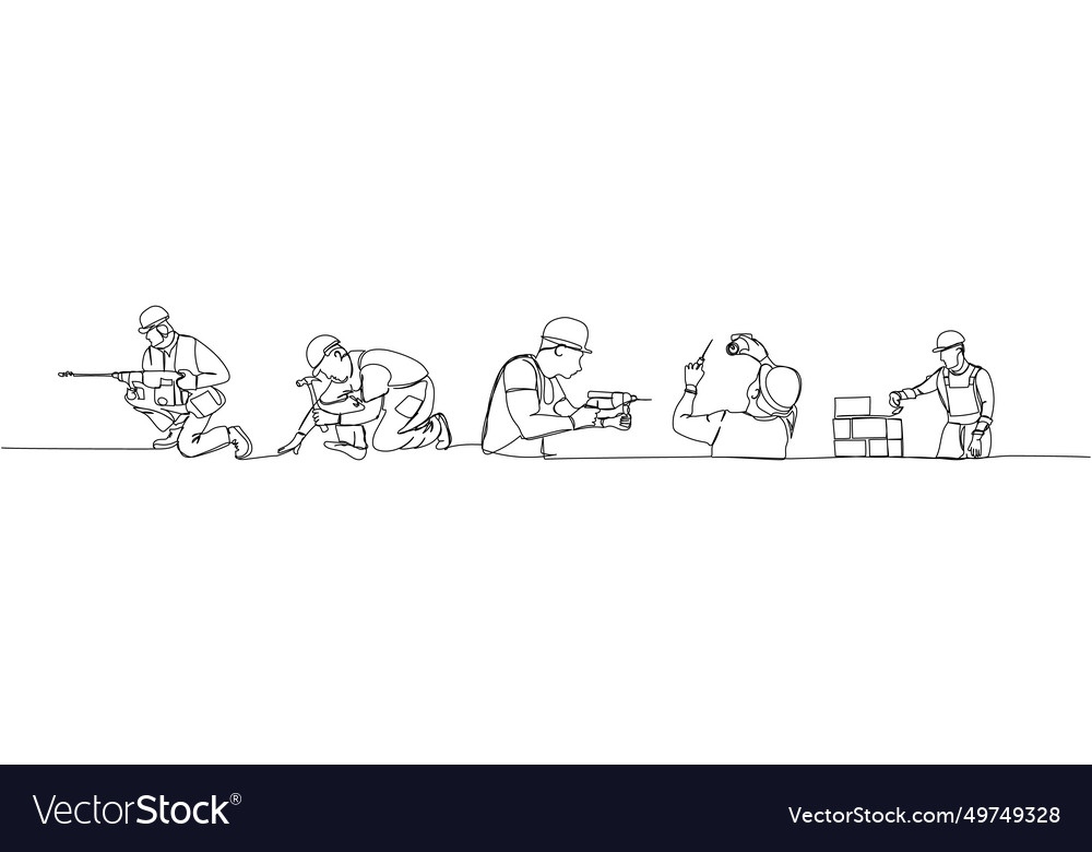 Set of builder with screwdriver in a work uniform vector image Set of builder with screwdriver in a work uniform