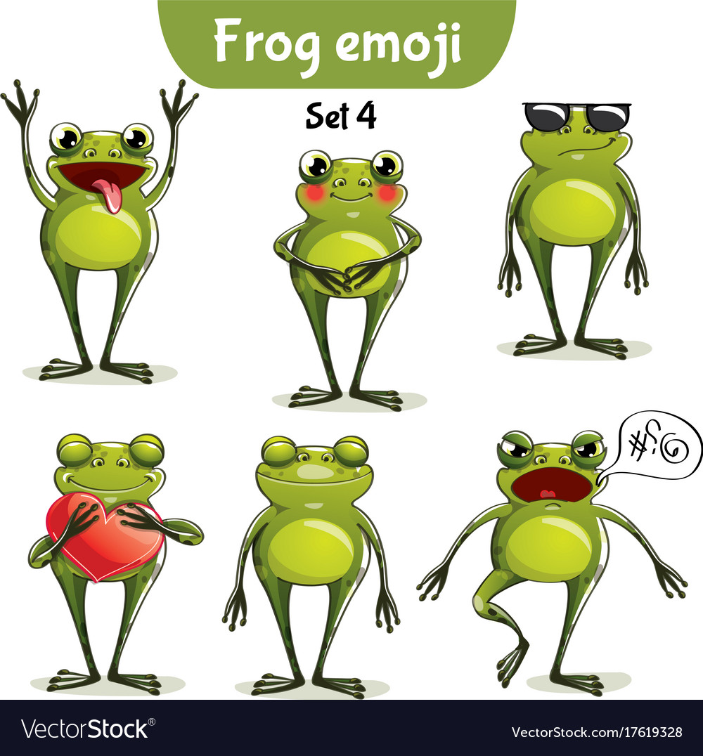 Set of cute frog characters 4