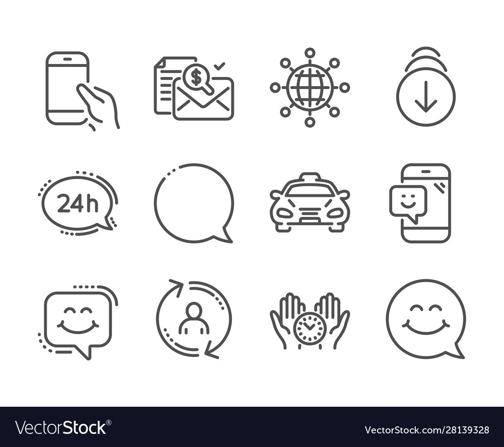 Set technology icons such as taxi scroll down