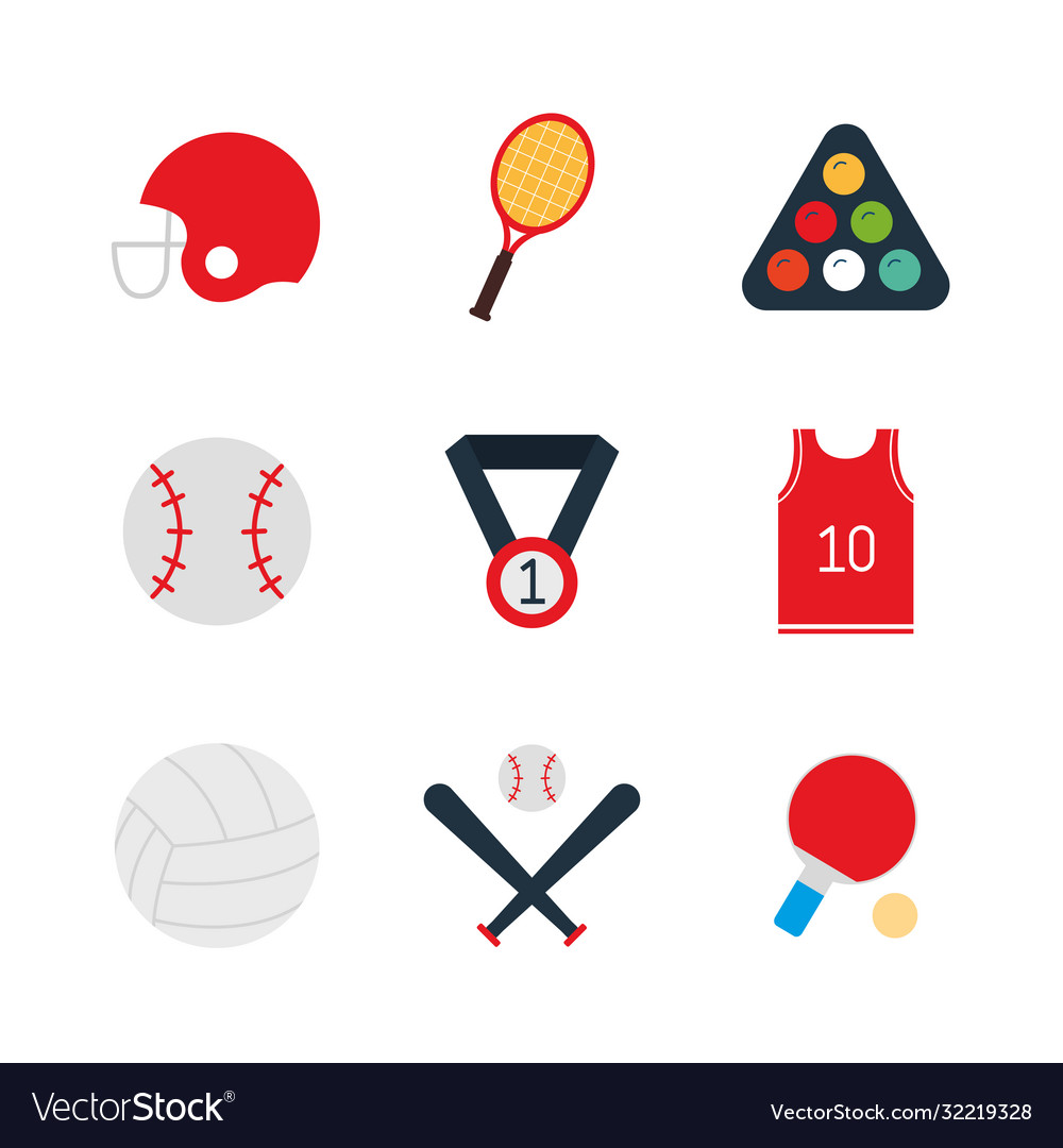 Sport flache Stil Icon-Set Design