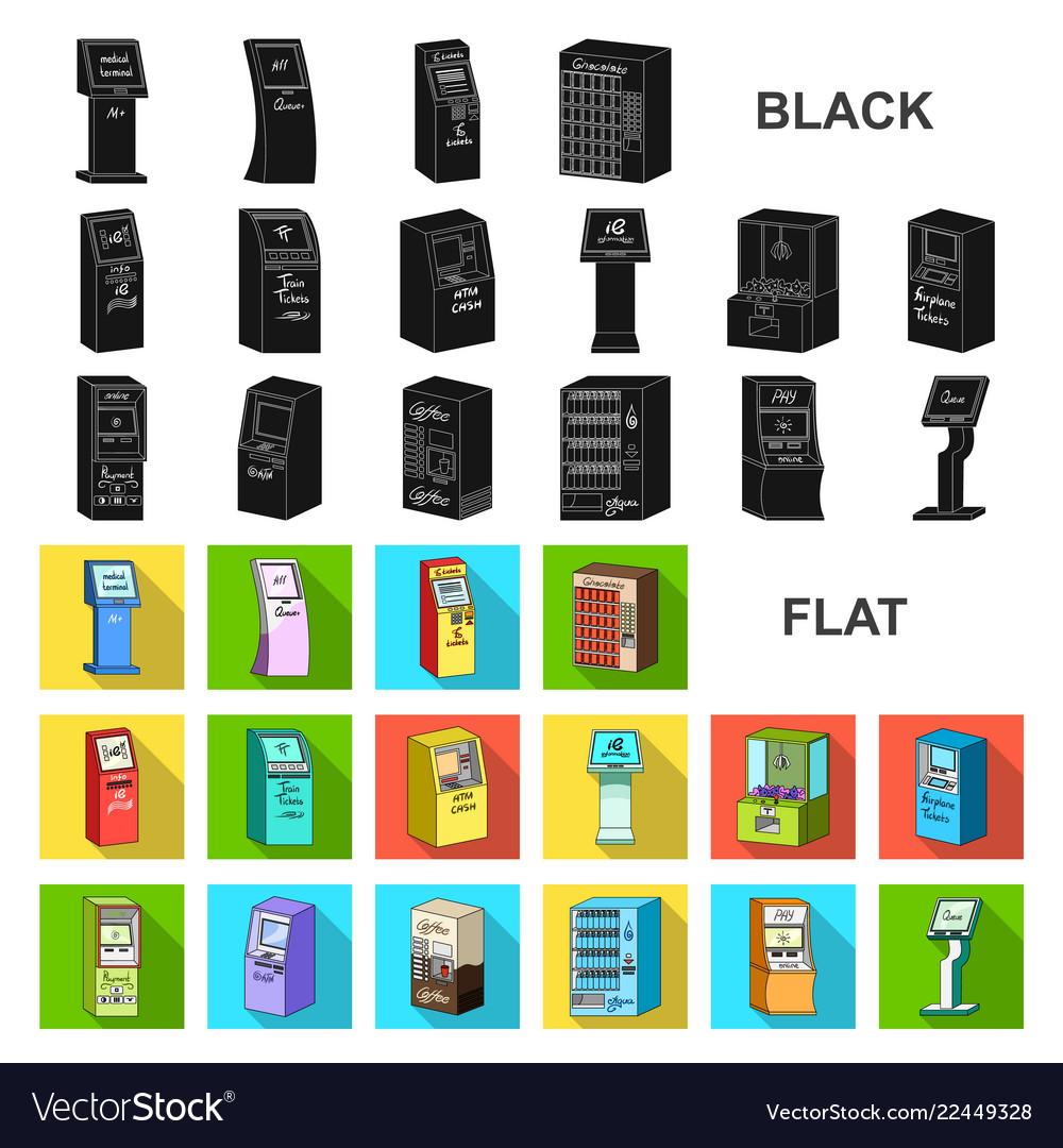 Variety of terminals flat icons in set collection Vector Image