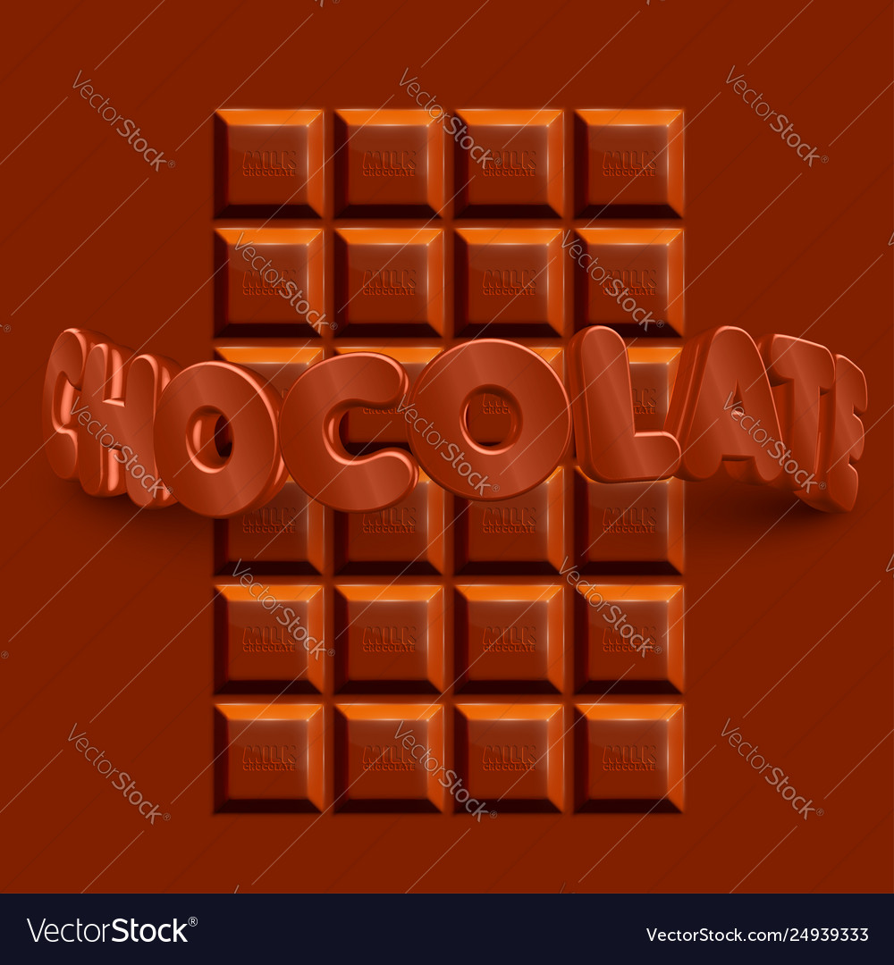 3d realistic chocolate bar with text