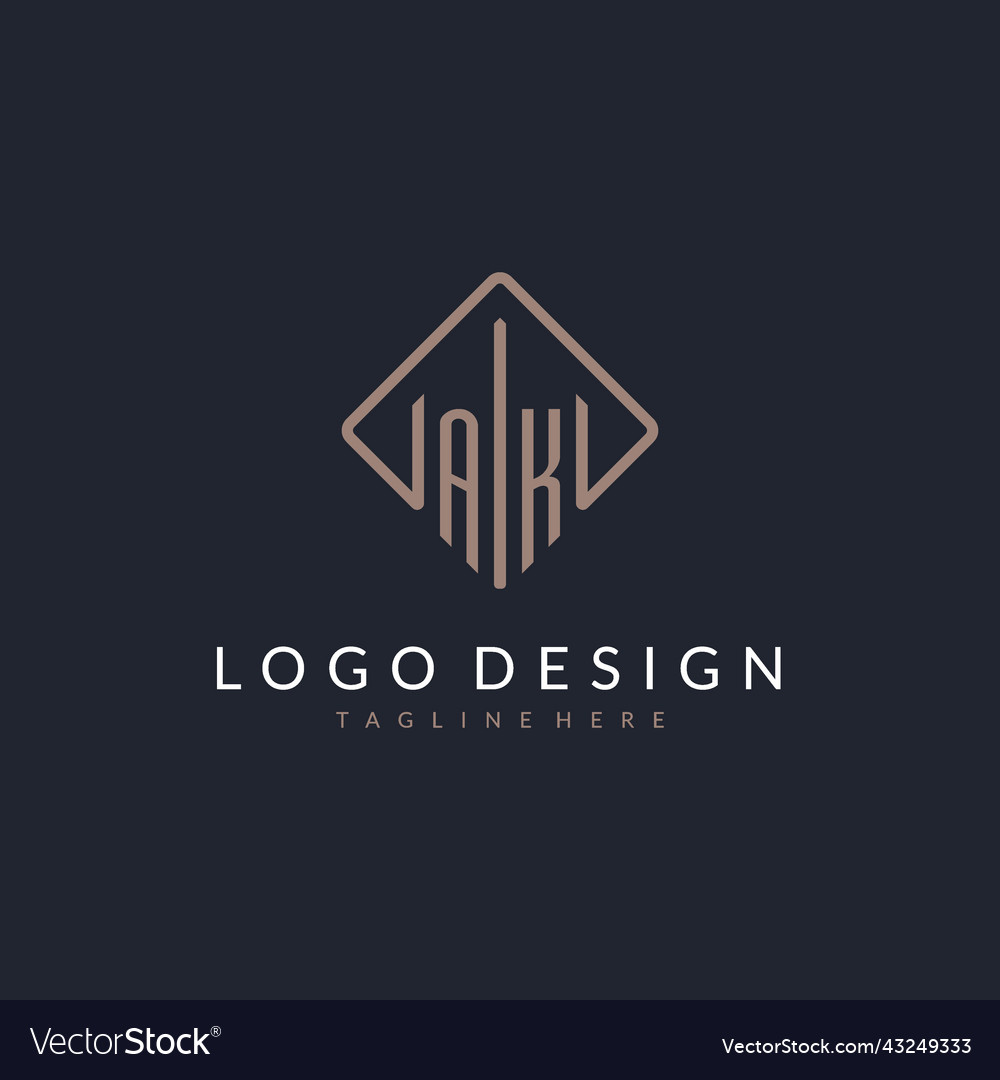 Ak initial logo with curved rectangle style design Vector Image Ak initial logo with curved rectangle style design