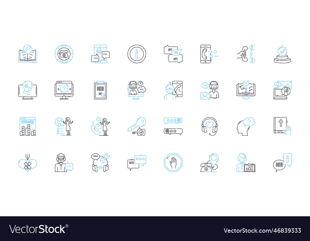 Cyber guidance linear icons set security vector image Cyber guidance linear icons set security