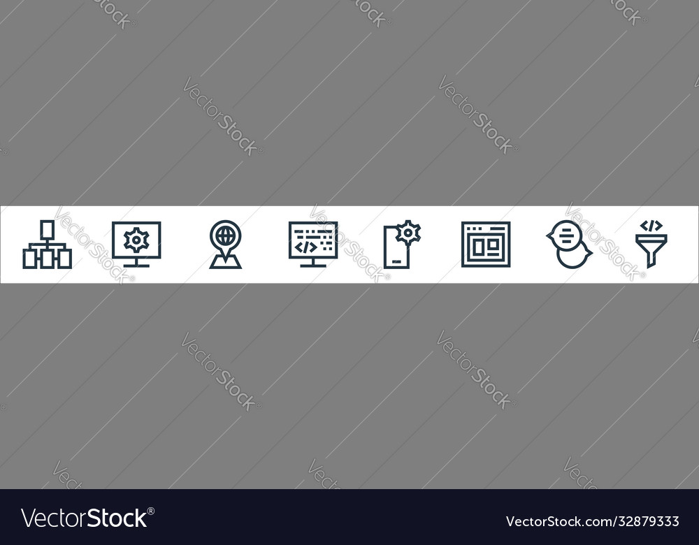Development line icons linear set quality vector image Development line icons linear set quality