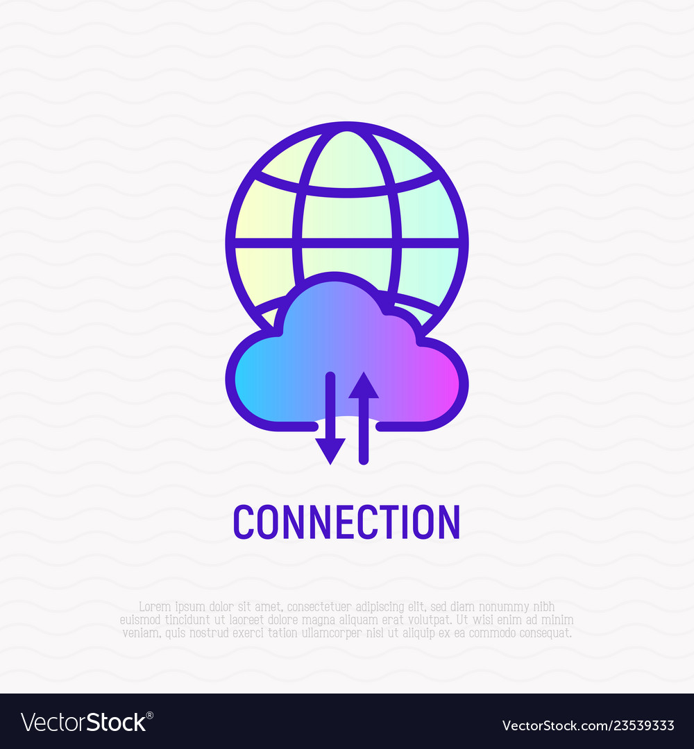 Internet connection globe with cloud and arrows